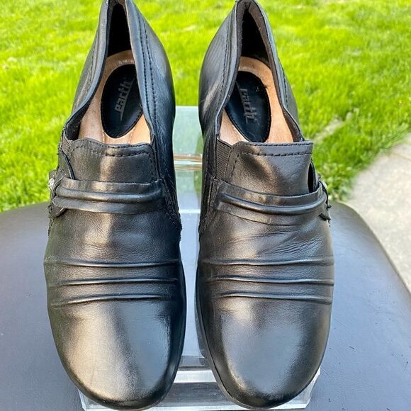 Earth Maize Womens Loafers Shoes Slip On Ruched Low Heel Leather Black Size 9D - Picture 2 of 9